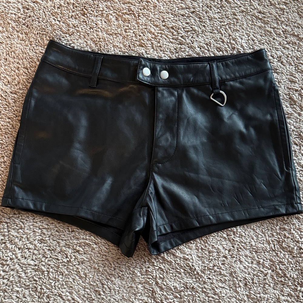 ASOS Black High Waist Faux Leather Shorts